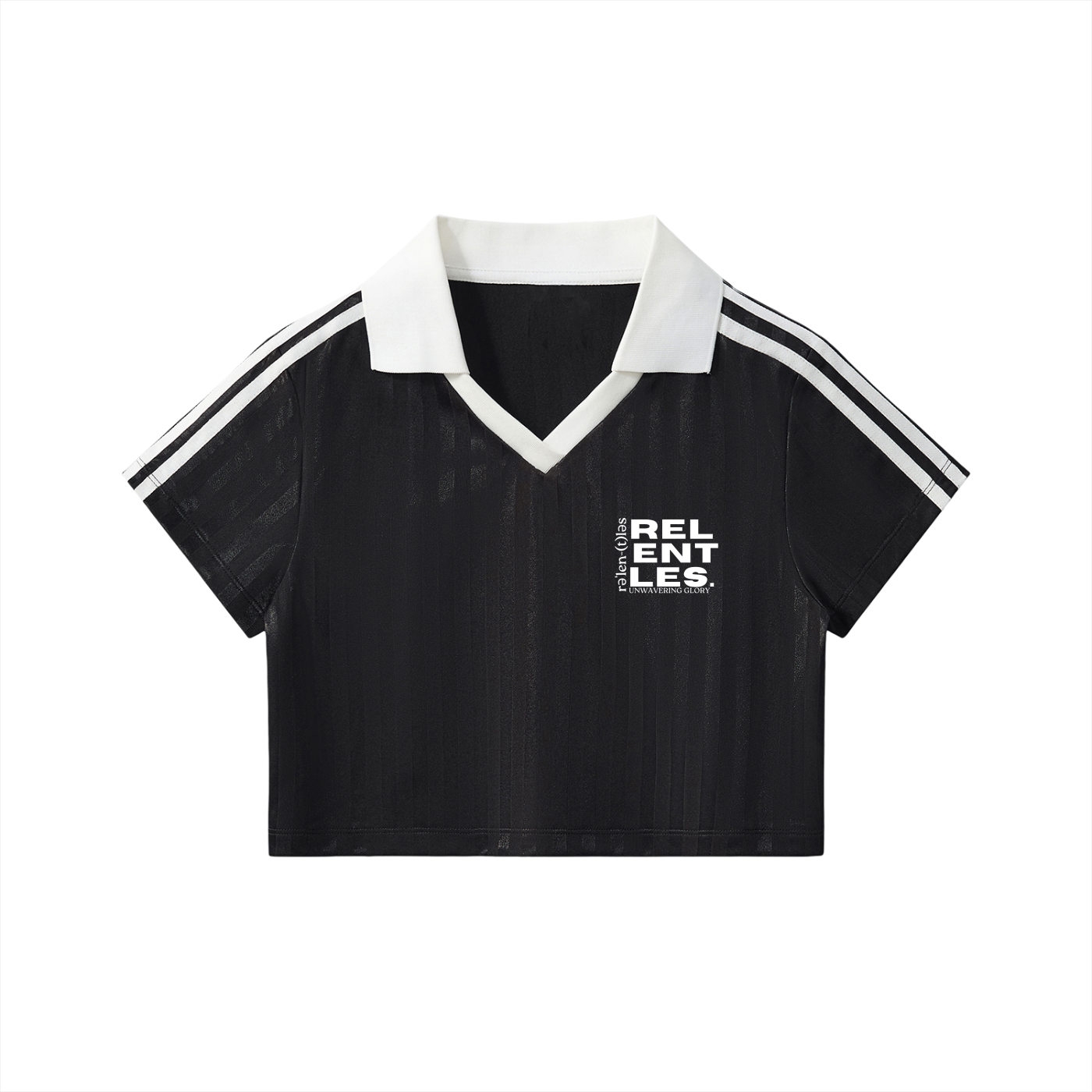 Contrast Collar Striped Cropped Jersey
