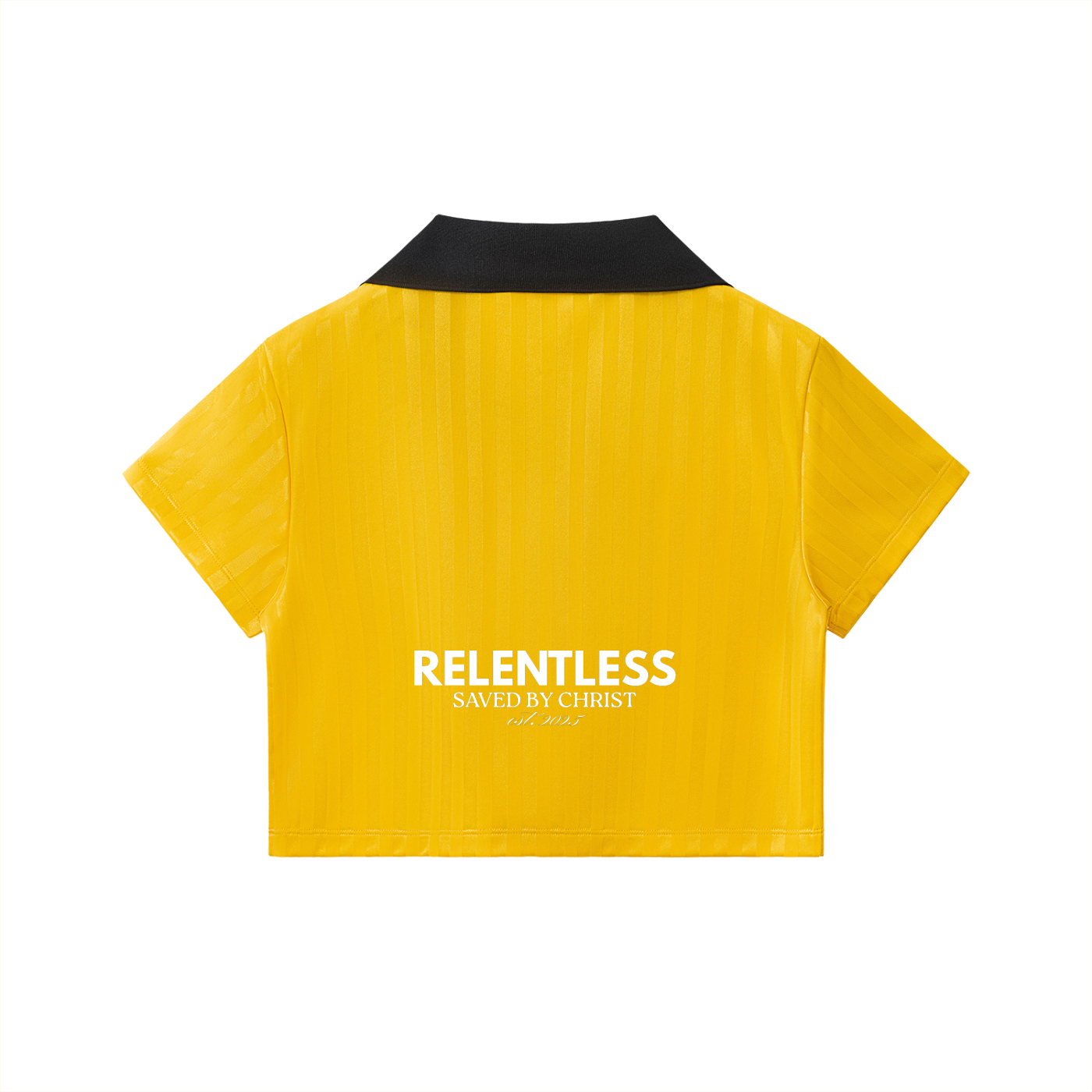 Contrast Collar Striped Cropped Jersey