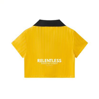 Contrast Collar Striped Cropped Jersey