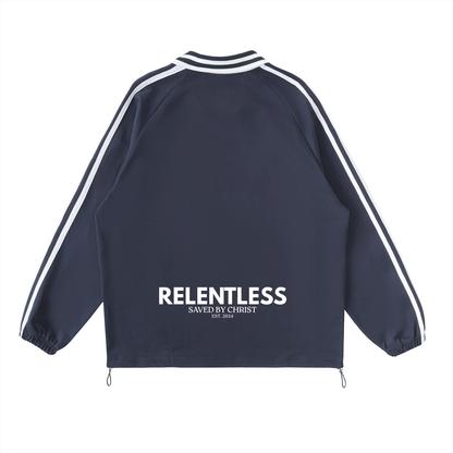 Contrast Striped Lapel Collar Sweatshirt