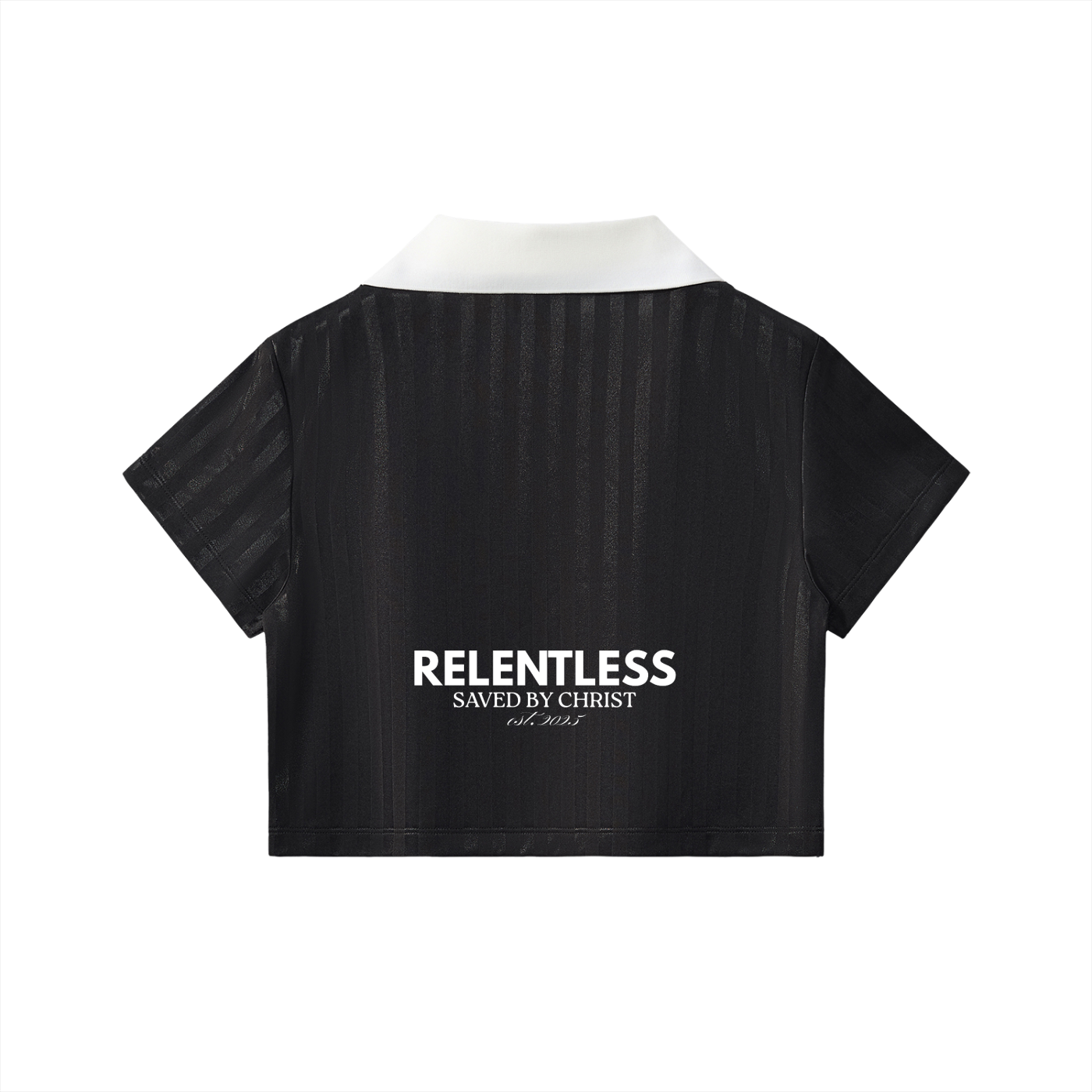 Contrast Collar Striped Cropped Jersey