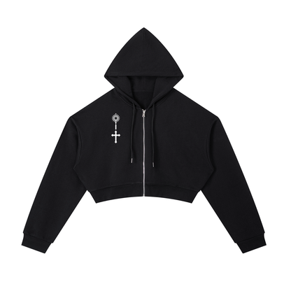 Essential Cropped Zip-Up Hoodie